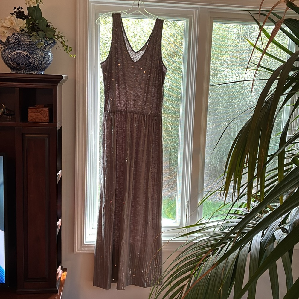 Garnet Hill Silver Sequin Maxi Dress - Picture 4 of 10